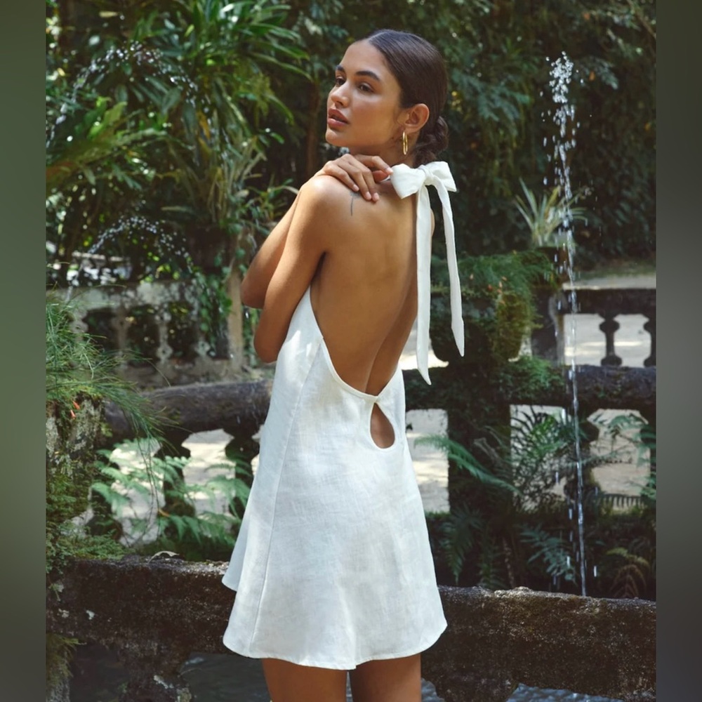 VRG GRL Natassia Linen Halter Mini Dress